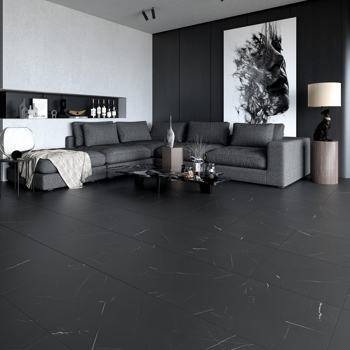 Black Honed Marble Tiles 18×18 (TL90748)