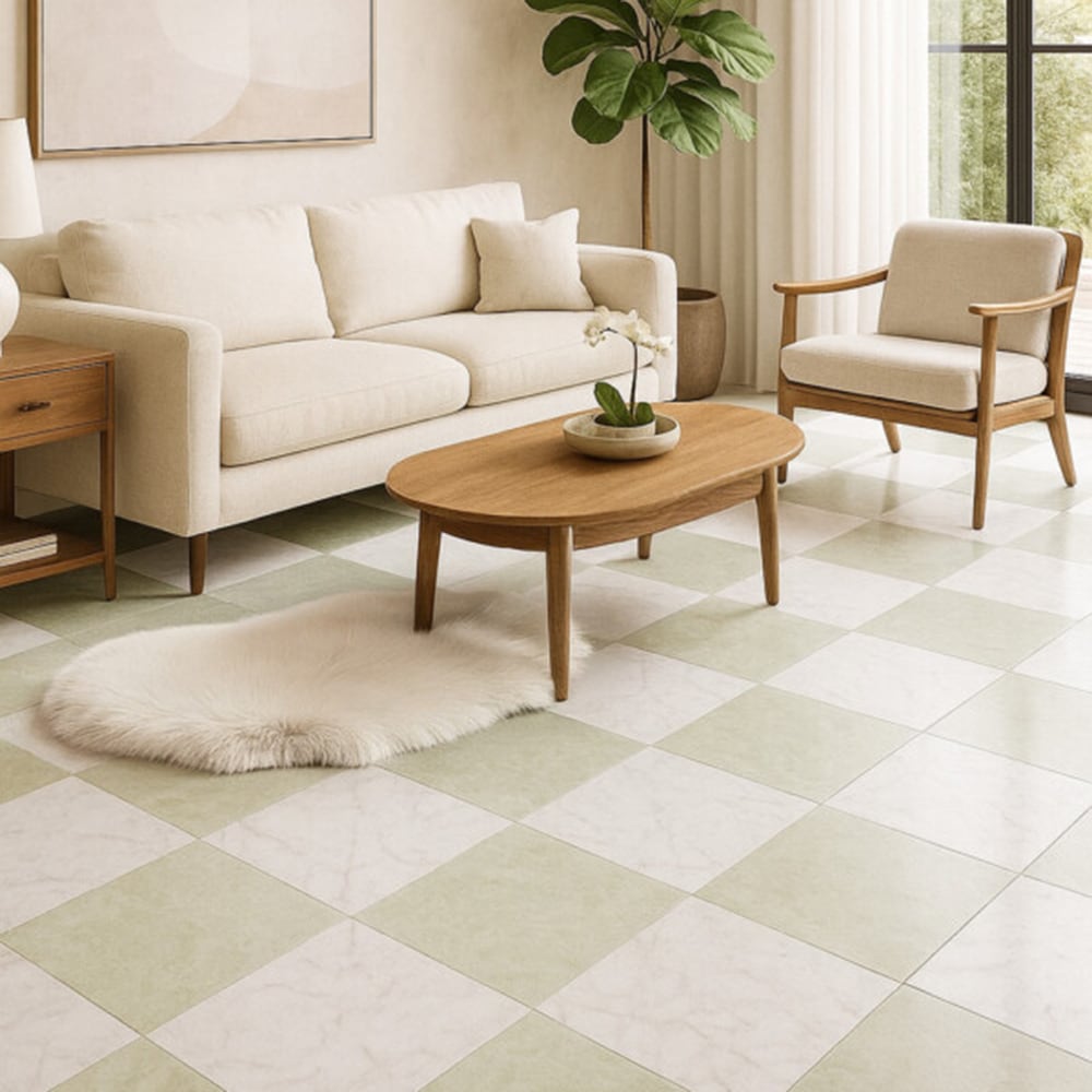 Carrara C Select, Ming Green Polished Checkerboard Pattern Marble Bundle 12Γ12 (TL91530)
