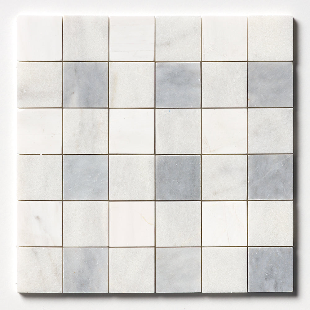 Allure Light, Snow White, Glacier Honed 2×2 Marble Mosaic 12×12 Image