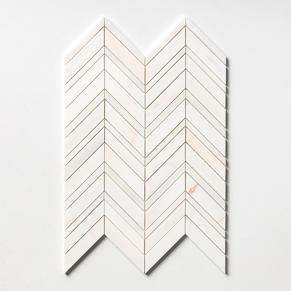 Confetti Honed Chevron Fusion Marble Mosaic 16×11 7/8 Image