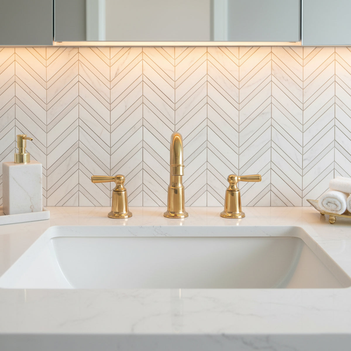 Confetti Honed Chevron Fusion Marble Mosaics 16×11 7/8 (NW00196)