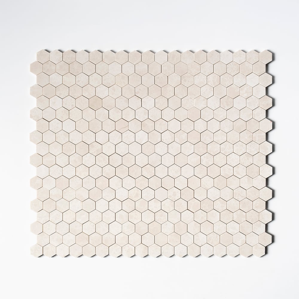 Crema Marfil T Honed Hexagon 2 Marble Mosaics 10 3/8×12