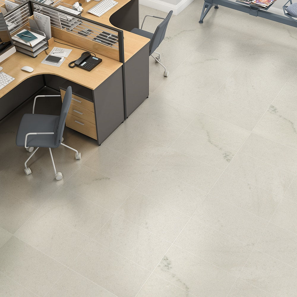 Crystal White Matte Marble Look Porcelain Tiles 12×24