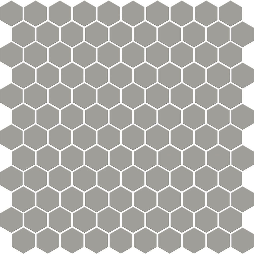 Dark Gray Matte Hexagon Ceramic Mosaic 12×12 Image