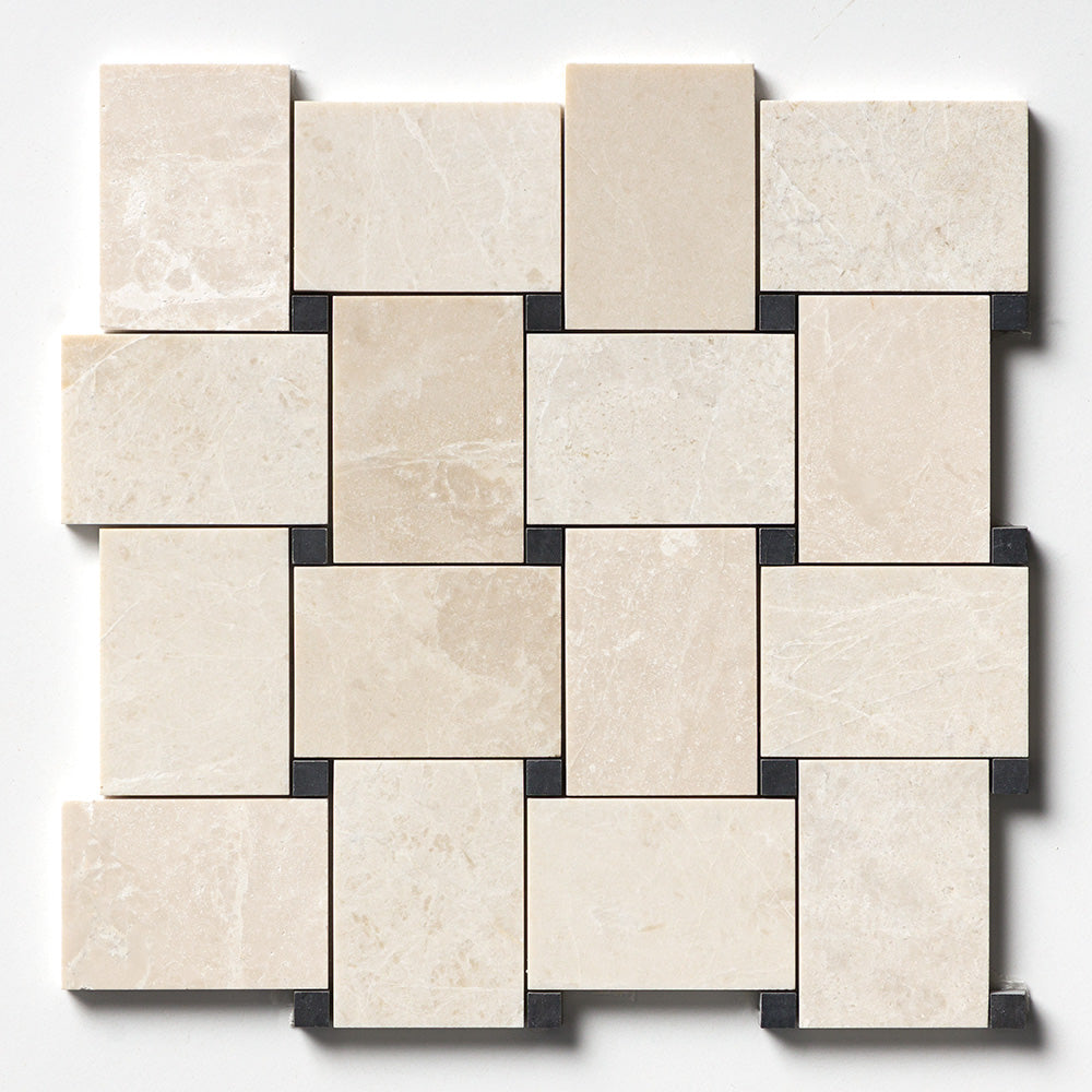 Black, Delano Honed Pinwheel Marble Mosaic 10 7/16×10 7/16 Image