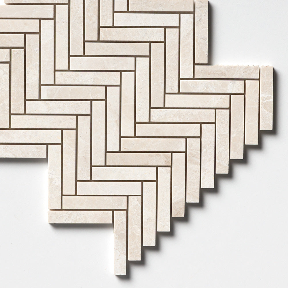 Delano Honed Herringbone 5/8×3 Marble Mosaics 10 7/16×12 13/16 (MS02347)
