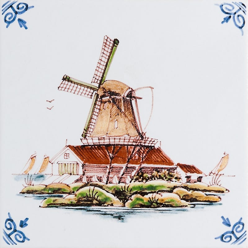 Windmill Glazed Ceramic Tile 6×6 Image
