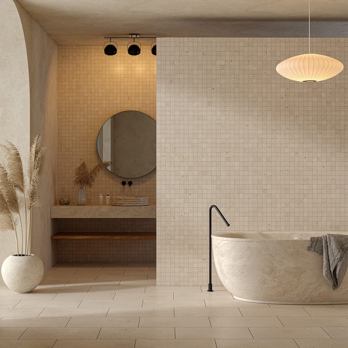 Desert Path Brushed Limestone Tiles 16Γ24
