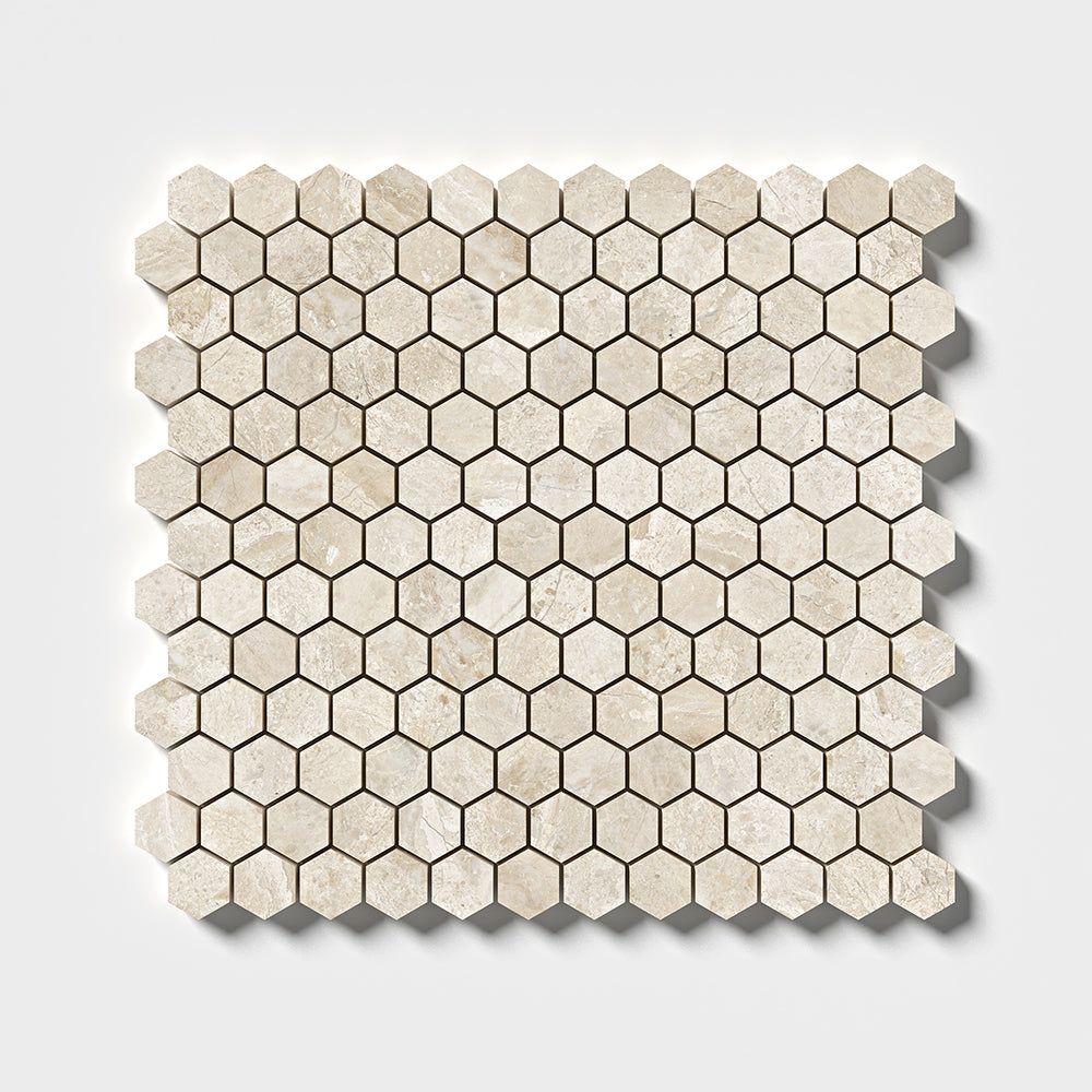 Diana Royal Honed Hexagon Marble Mosaic 11 5/8×12 3/8 Image