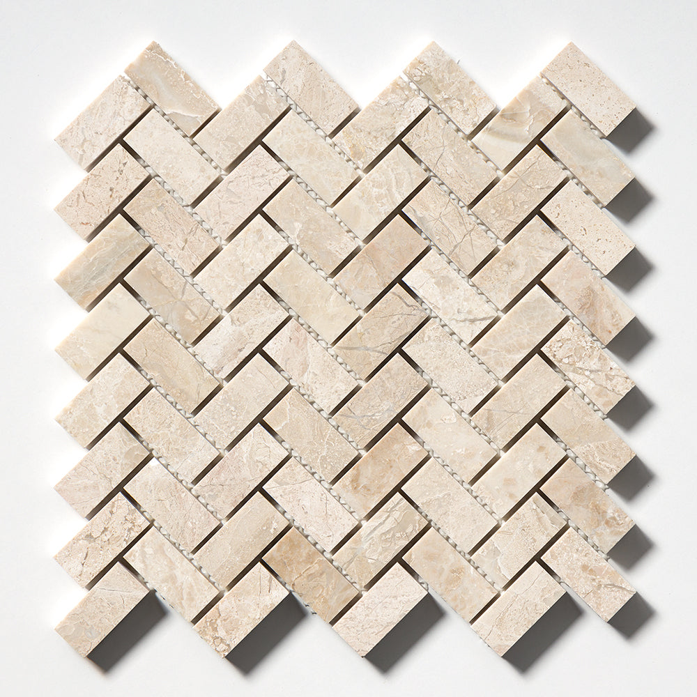 Diana Royal Honed Herringbone Marble Mosaic 12×12 Image