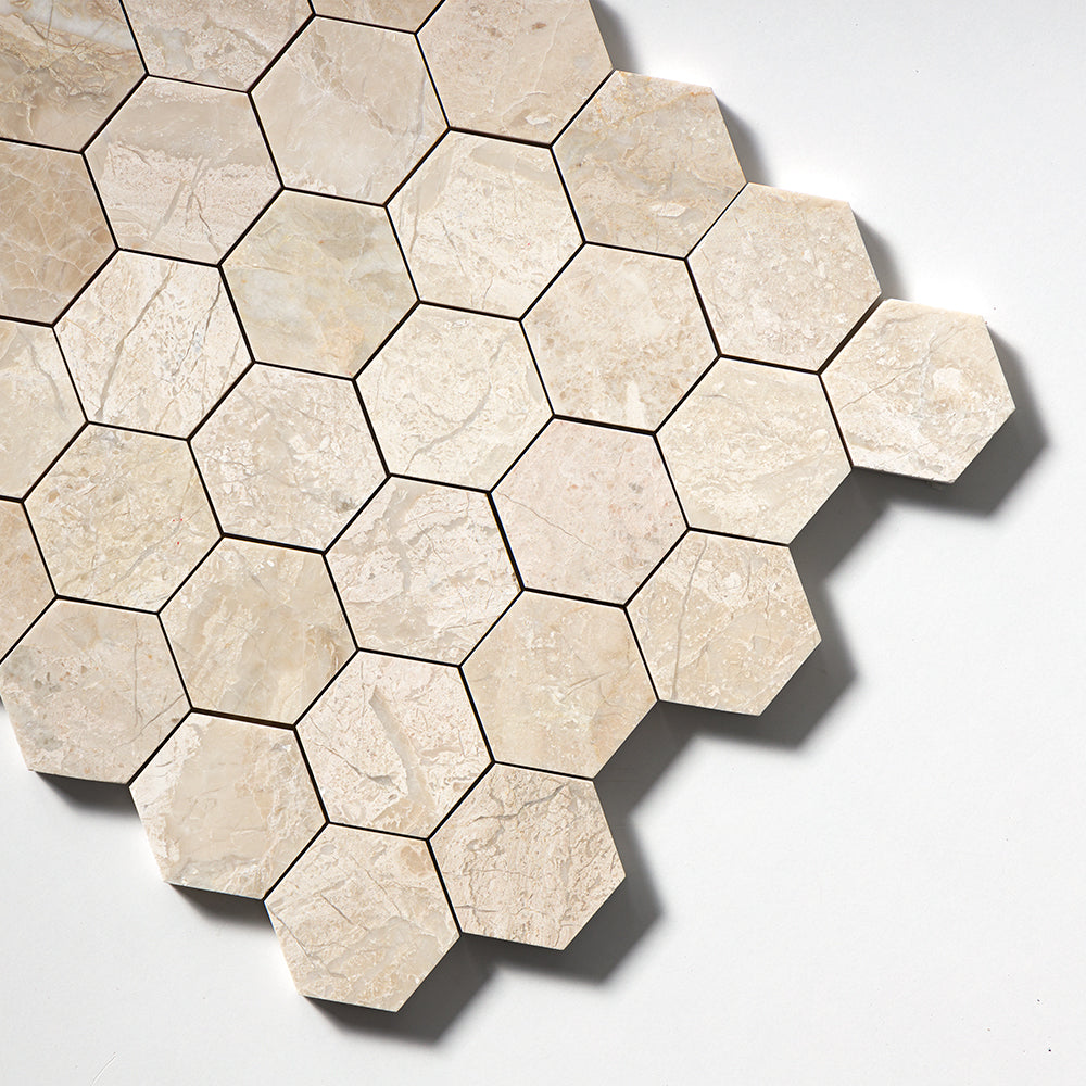 Diana Royal Honed Hexagon 2 Marble Mosaics 10 3/8×12 (MS01245)