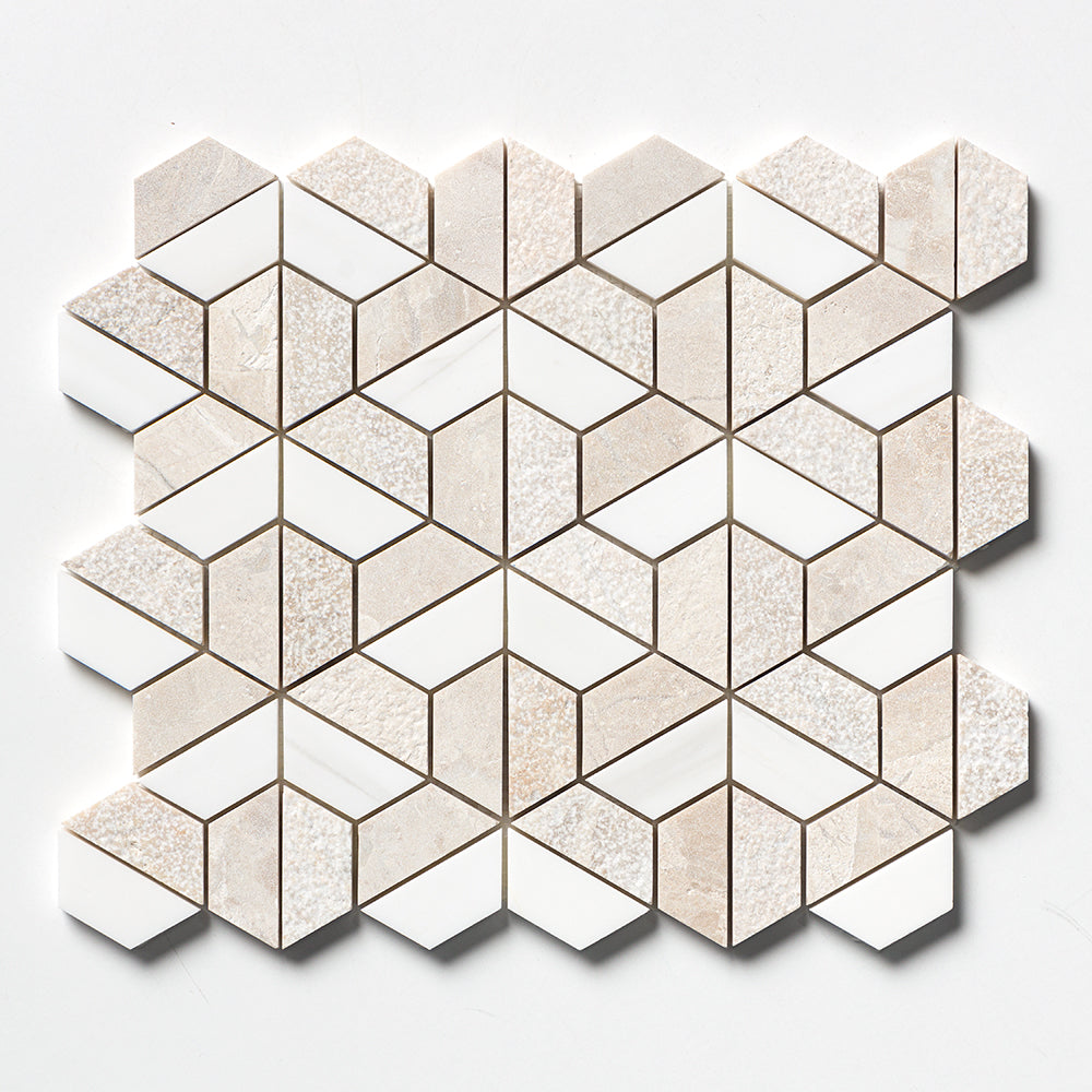 Diana Royal&snow White Textured 3d Hexagon Marble Mosaic 10 3/8Γ12 Image