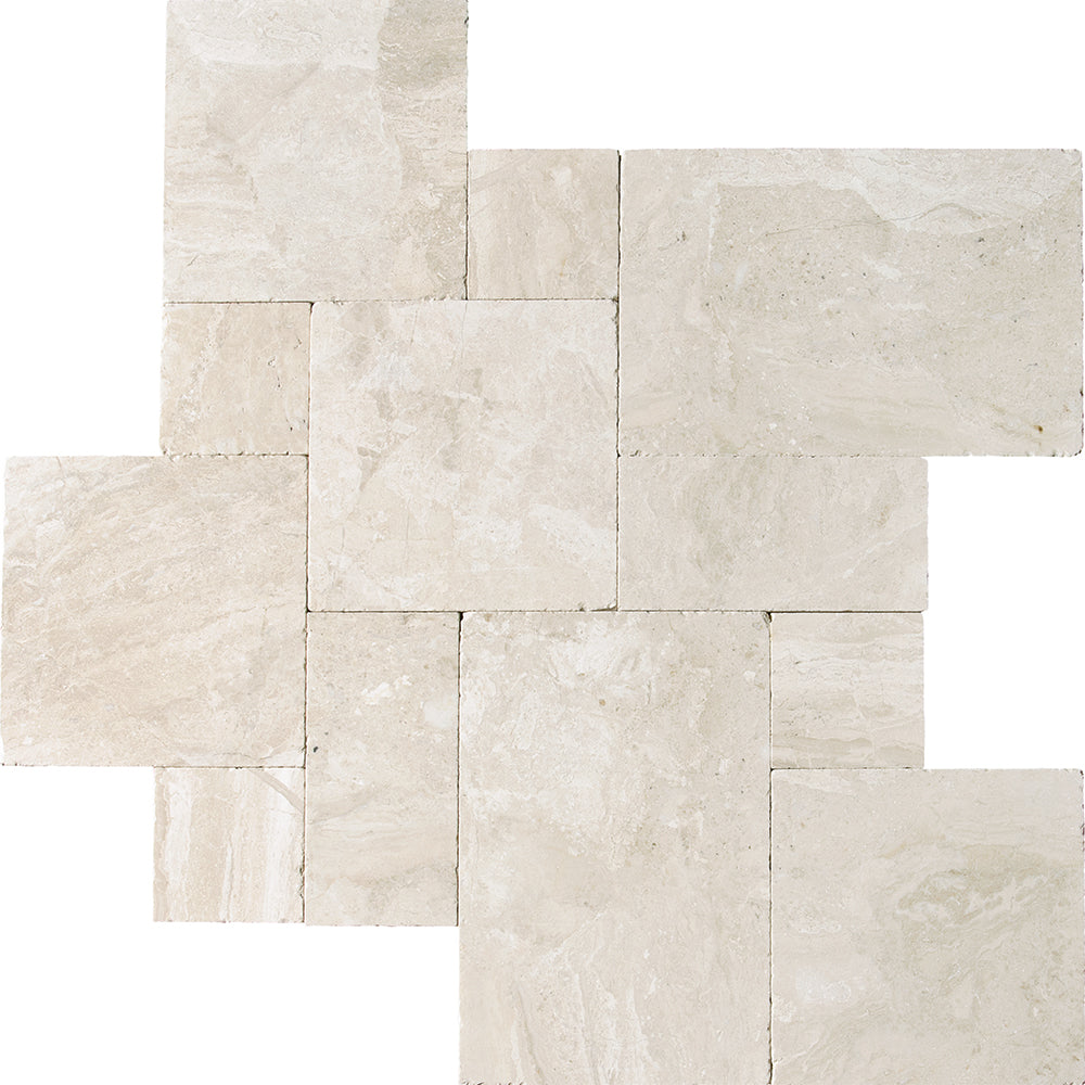 Marble Systems Diana Royal Tumbled & Antiqued Marble Diana Royal Versailles PatternxVersailles rugged tile pattern swatch —