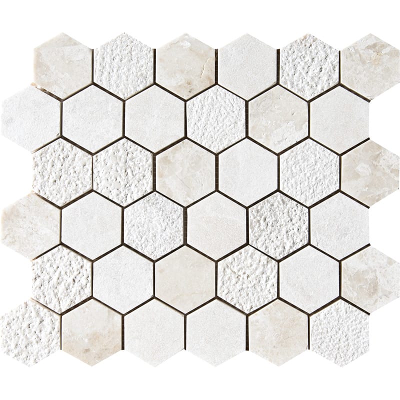 Diana Royal Textured Hexagon Marble Mosaic 10 3/8×12 Image
