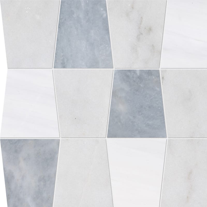 Tapered Glacier, Afyon Gray, Snow White Honed Marble Waterjet Decos 12 1/2Γ12 Image