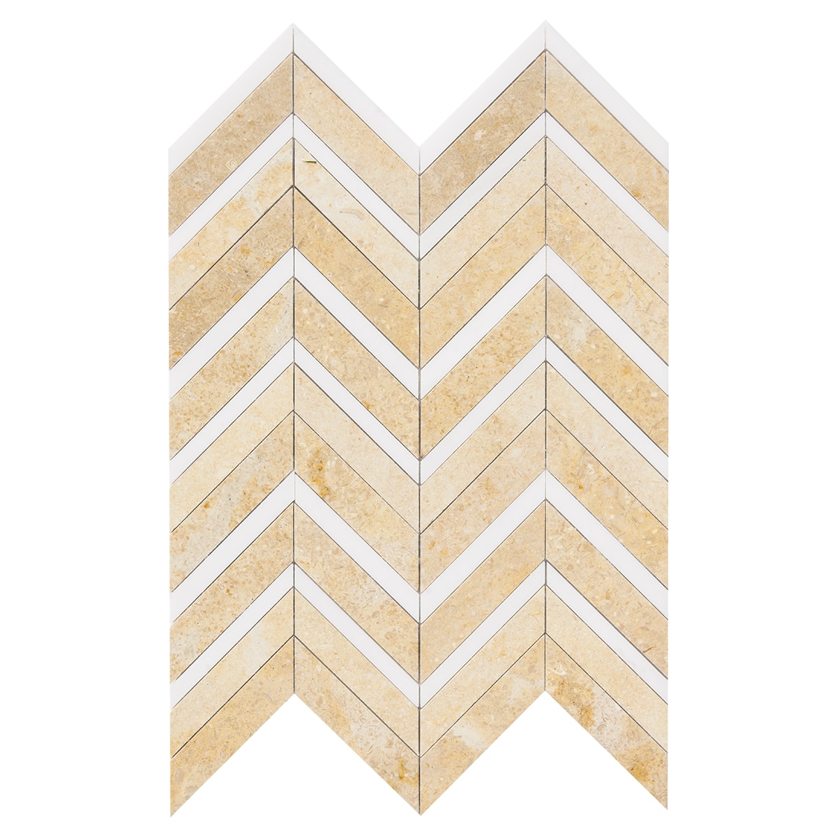 Seashell, Snow White Multi Finish Chevron Fusion Limestone Mosaic 16Γ11 7/8 Image