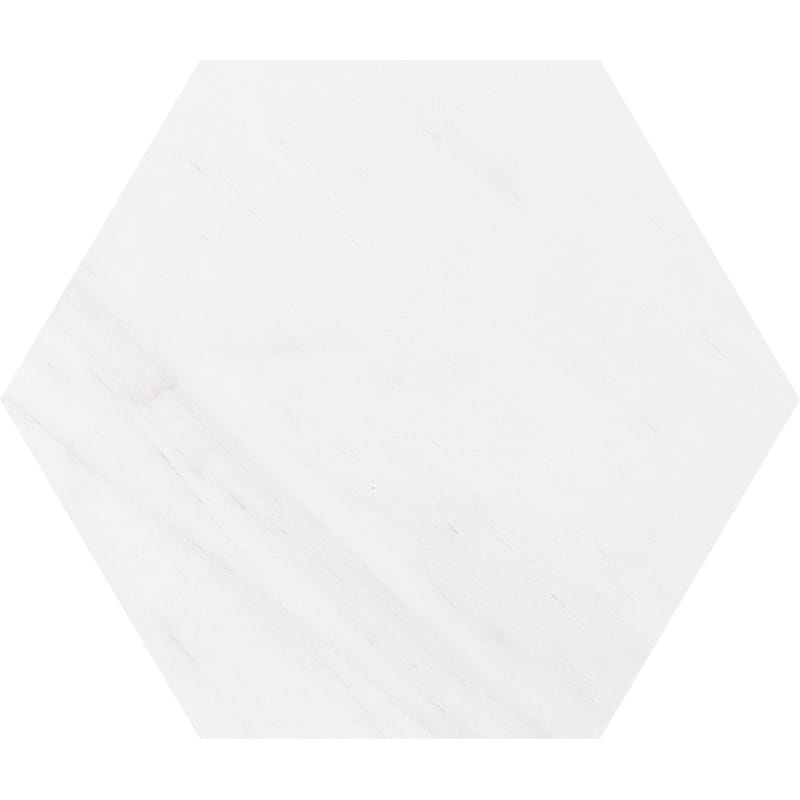 Hexagon Snow White Honed Marble Waterjet Decos 5 25/32×5 Image