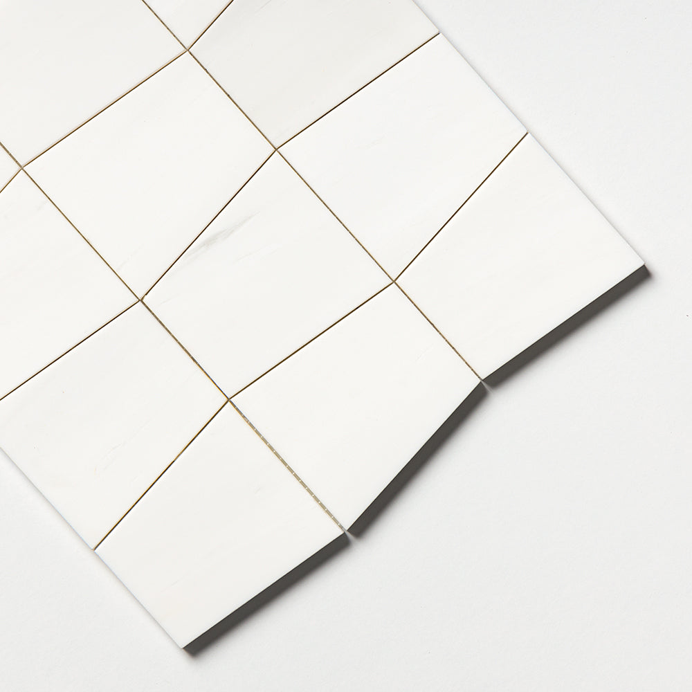 Snow White Multi Finish Tapered Waterjet Marble Mosaics 12 1/2×12 (NW00015)