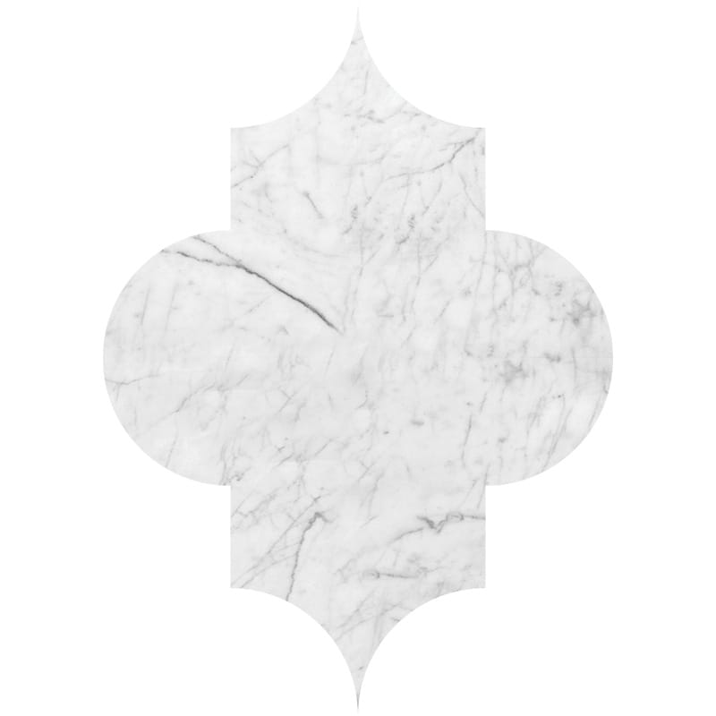 Arabesquette White Carrara C Polished Marble Waterjet Decos 6Γ8 1/4 Image