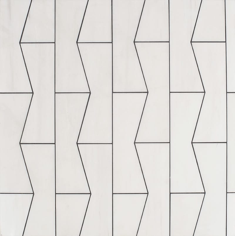 Marble Systems Elements Snow White multi finish marble tile pattern swatch — available at Surface Group
