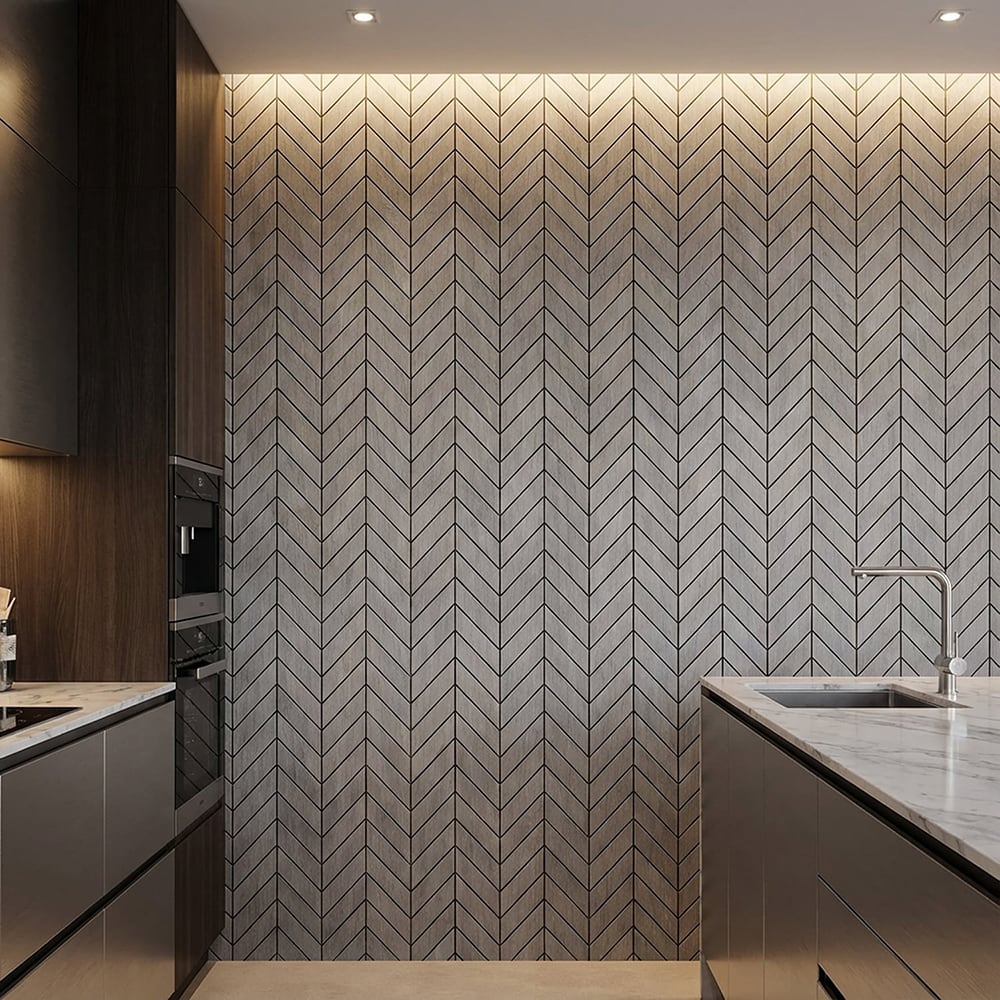 Elephant Skin Matte Chevron Wood Look Porcelain Mosaics 17×7 3/4 (WVT00035)