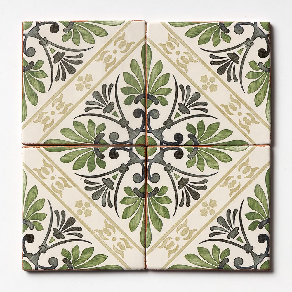 Marble Systems Evora Terracotta Beige, Black, Green matte terracotta tile pattern swatch — available at Surface Group
