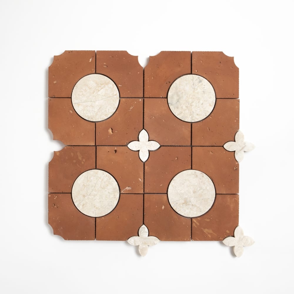 Diana Royal, Rustic Terracotta Honed Bocciolo Marble Mosaic 11 5/8×11 5/8 Image