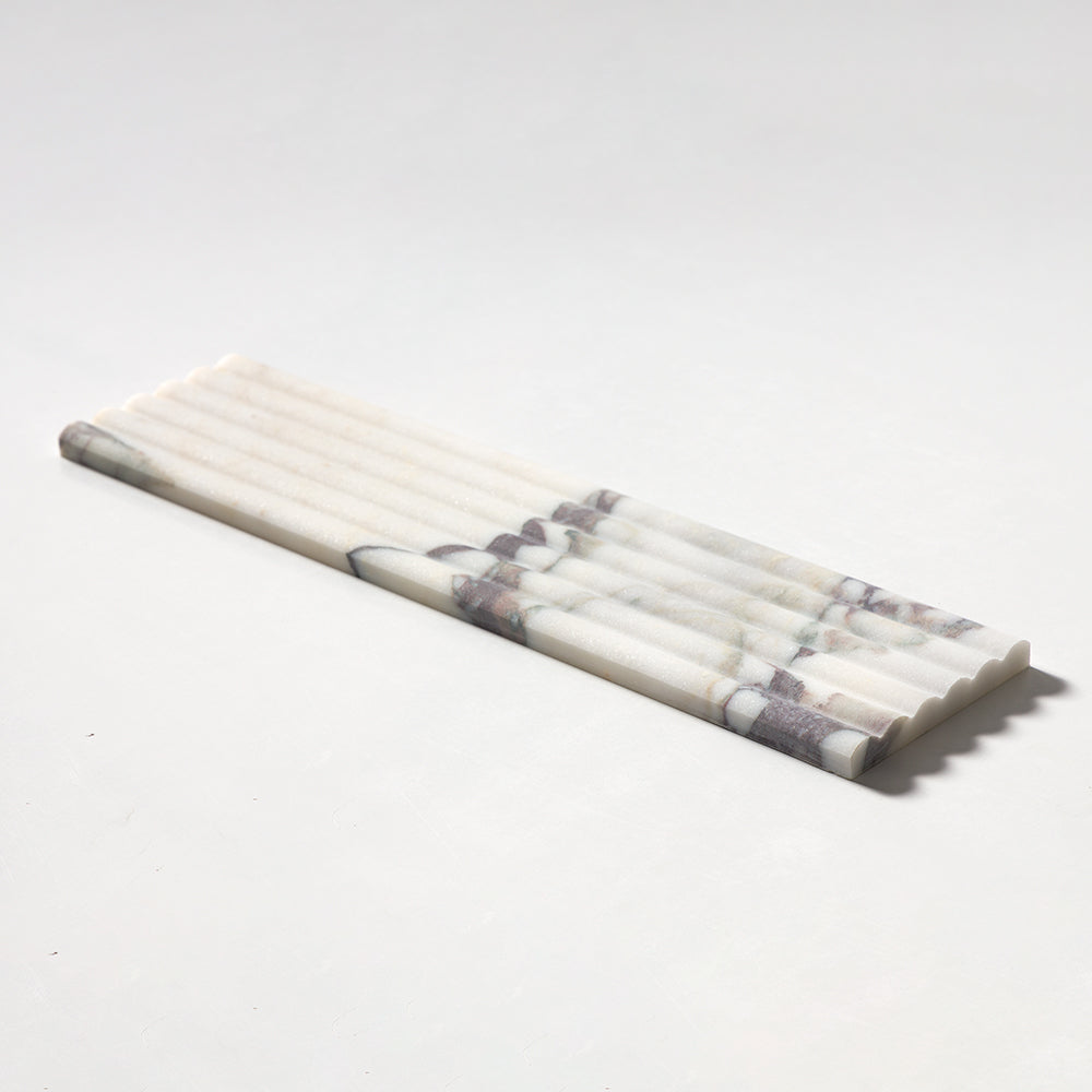 Calacatta Viola Honed Flute Trim Marble Accent Tiles 6×24 (ML00978)