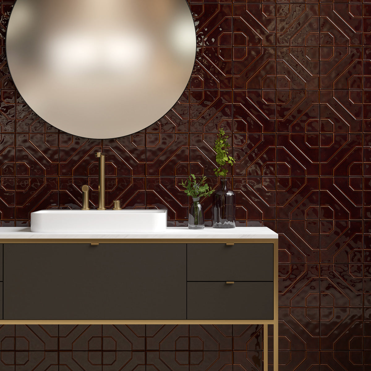 Rich Cinnamon Glossy Kodye Ceramic Accent Tiles 8×8 (TL80881)
