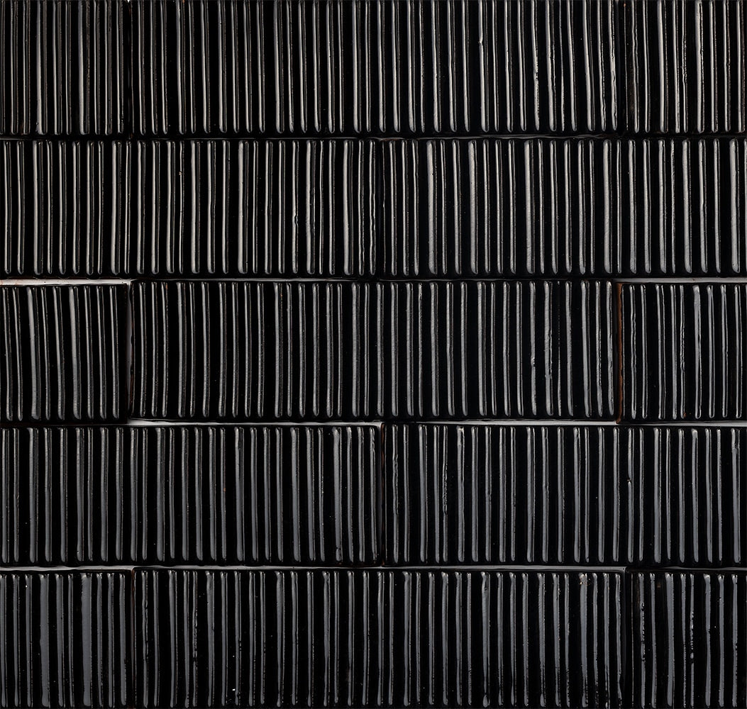 Marble Systems Forte Brick Studio Black glossy brick tile pattern swatch β available at Surface Group