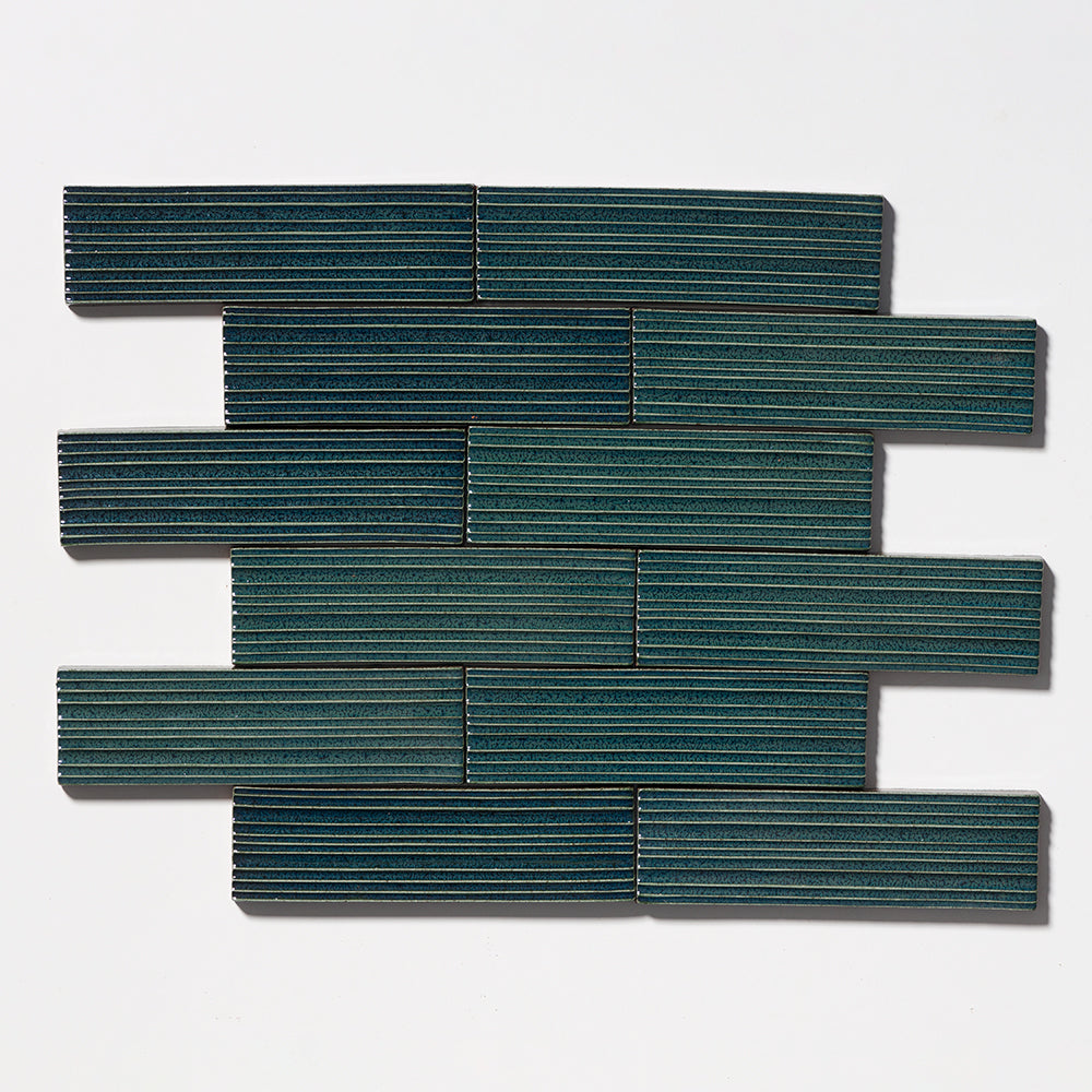 Marble Systems Forte Brick Studio Juniper glossy brick tile pattern swatch — available at Surface Group