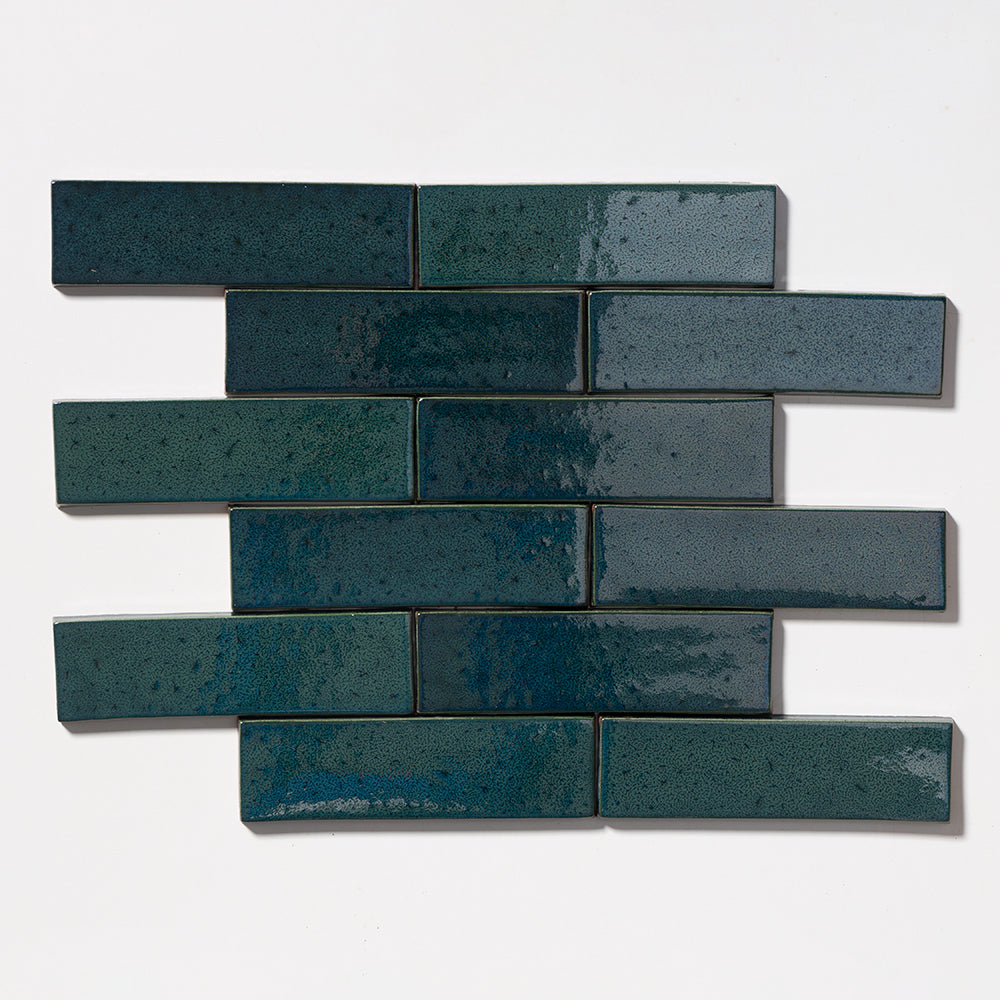 Marble Systems Forte Brick Studio Juniper glossy brick tile pattern swatch — available at Surface Group