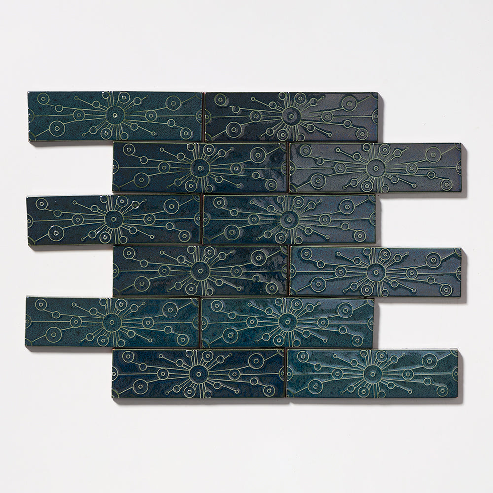 Marble Systems Forte Brick Studio Juniper glossy brick tile pattern swatch — available at Surface Group