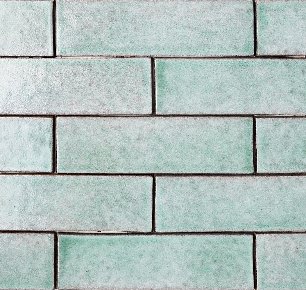 Marble Systems Forte Brick Studio Sage glossy brick tile pattern swatch β available at Surface Group