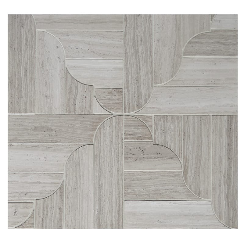 Marble Systems French Parquet Marble Haisa Light matte marble tile pattern swatch — available at Surface Group
