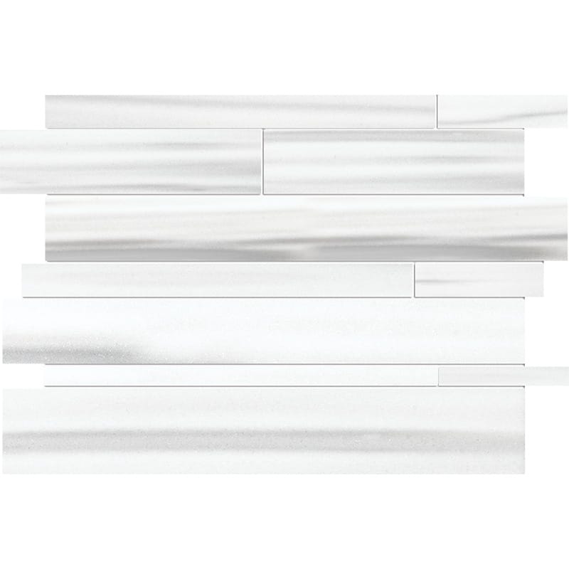 Frost White Honed Slides Marble Mosaic 11×17 Image
