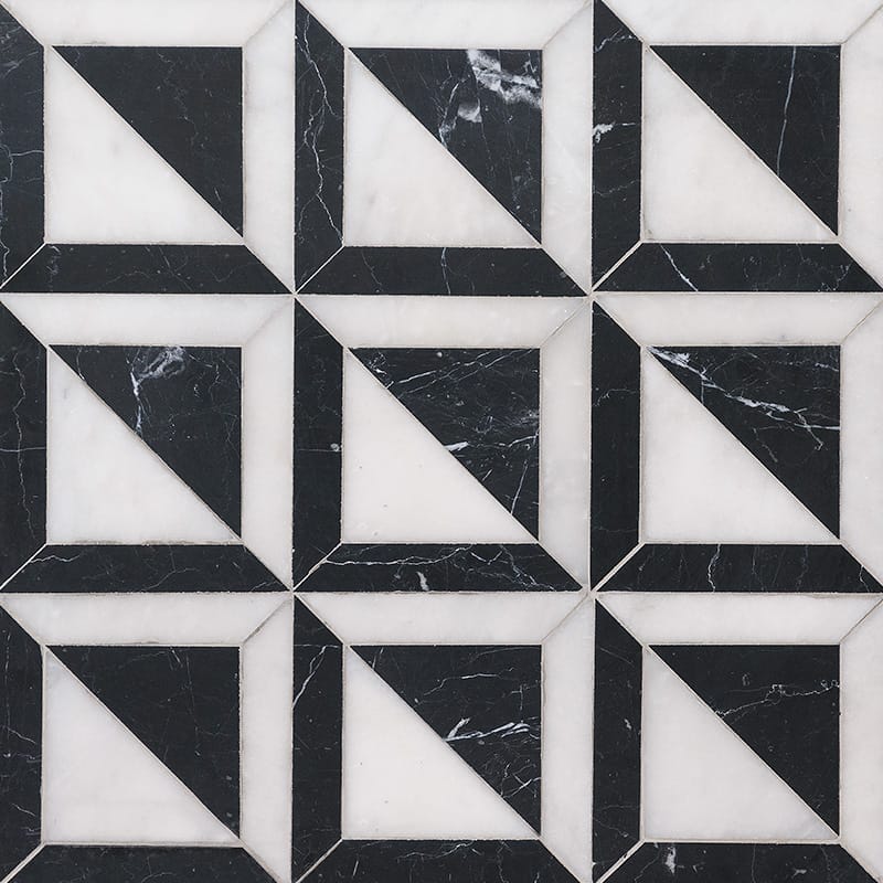 Marble Systems Glacier Marble Tile Black Glacier matte marble tile pattern swatch — available at Surface Group