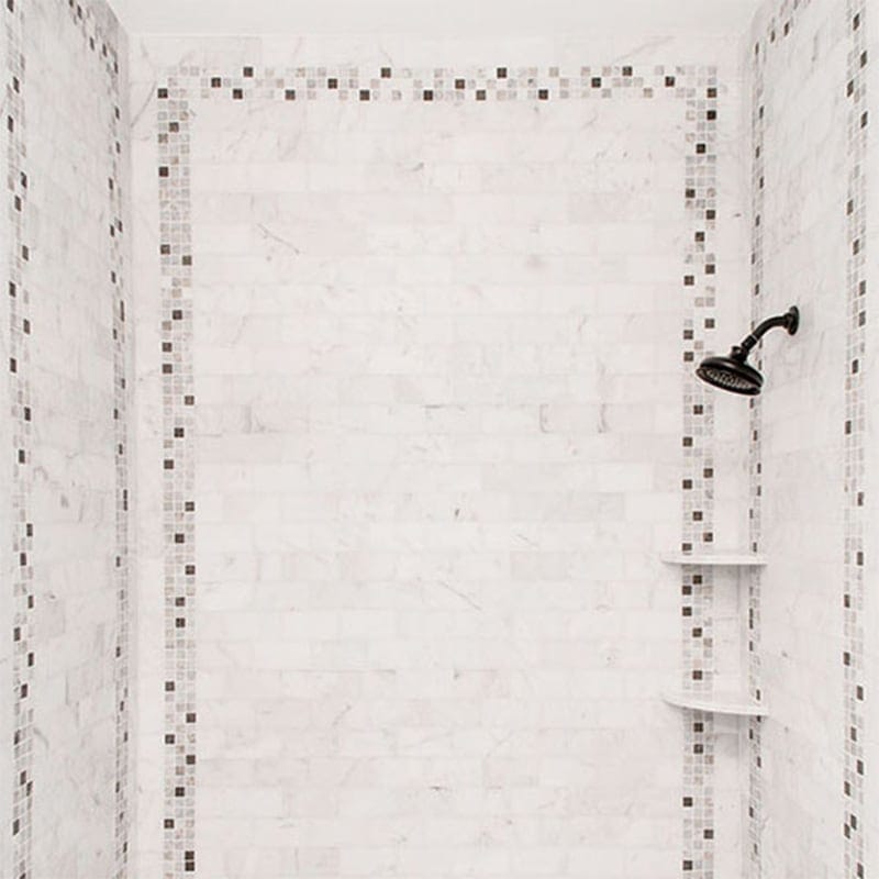 Glacier Honed Marble Tile 2 3/4×5 1/2 (TL13302) Massa Honed 1×1 Marble Mosaic 12×12 (MS01009)