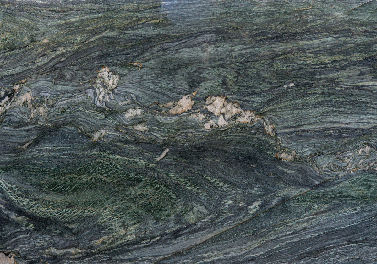 Marble Systems Granite Slabs River Green glossy granite tile — available at Surface Group