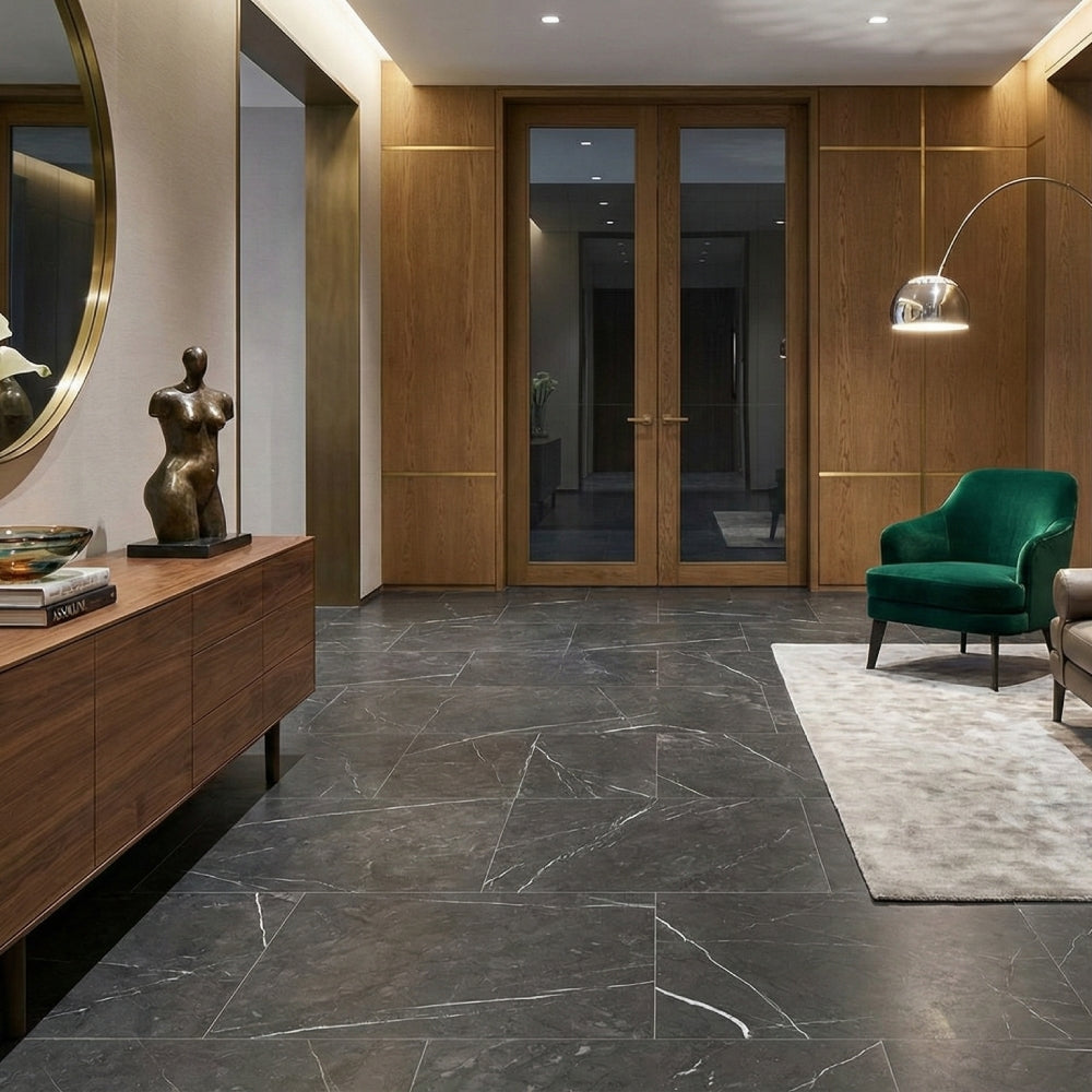 Gray Stone Matte Marble Look Porcelain Tiles 12×24