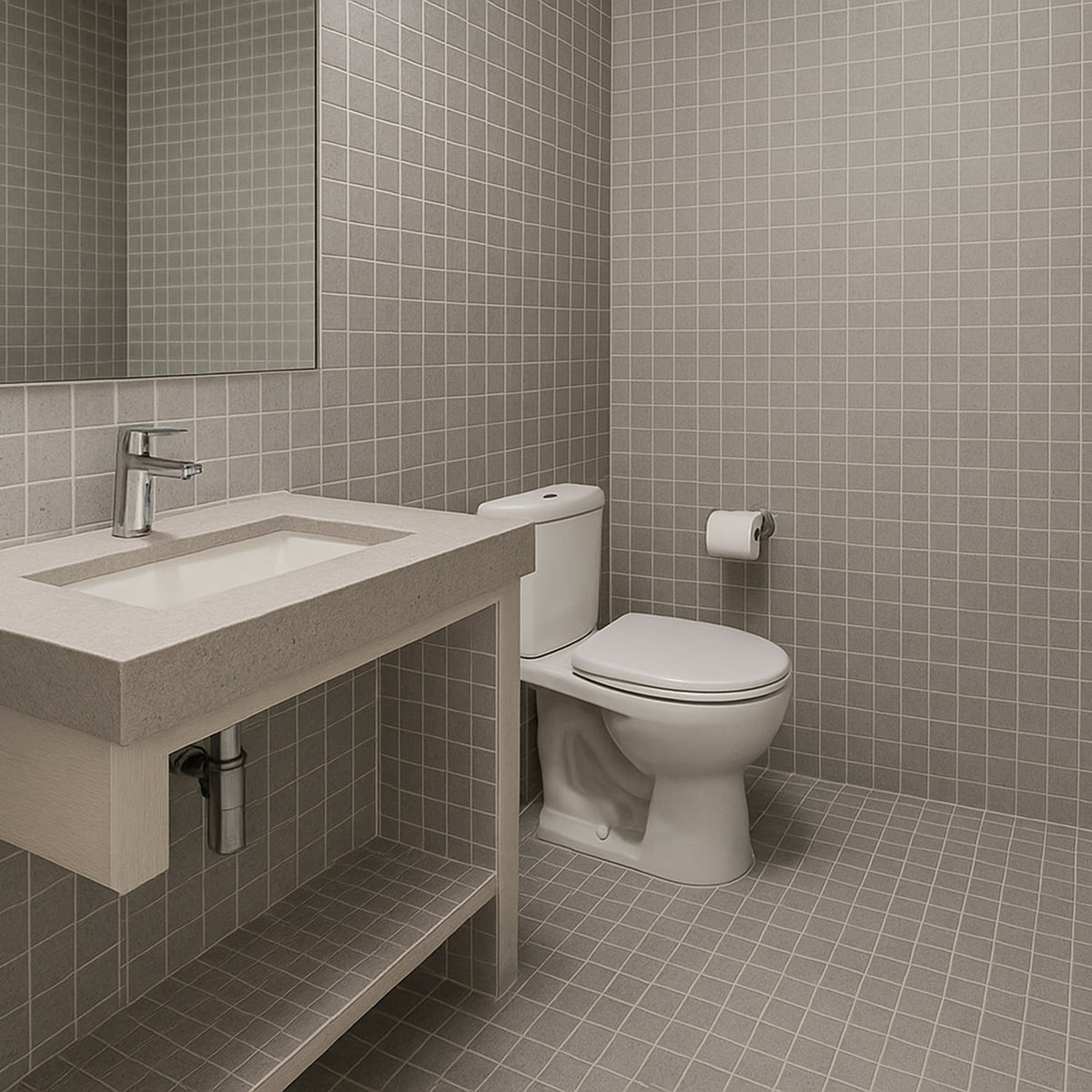 Gray Matte 2×2 Limestone Look Porcelain Mosaic 12×12 (MS99027)