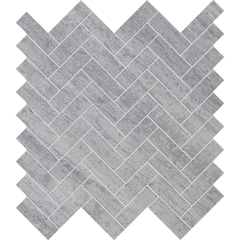 Haisa Blue Honed Herringbone Marble Mosaic 12 1/8×13 3/8 Image