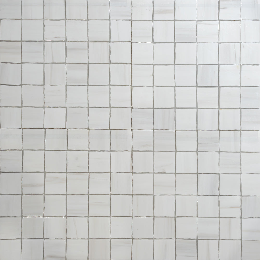 Marble Systems Hand Clipped Mosaic Bianco Dolomiti matte dolomite tile pattern swatch — available at Surface Group