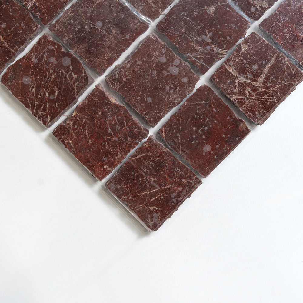 Red Bordeaux Honed Hand Clipped Marble Mosaics 12×12 (MS02781)