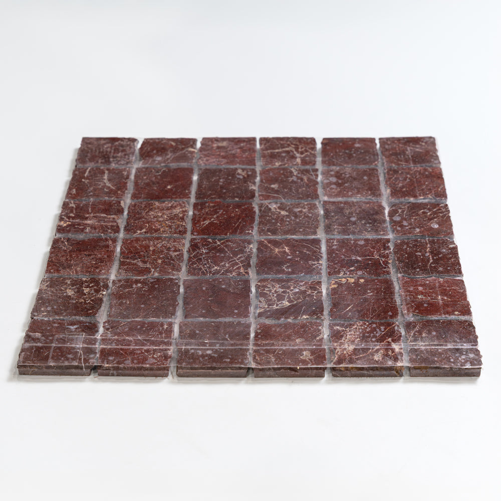 Red Bordeaux Honed Hand Clipped Marble Mosaics 12Γ12 (MS02781)