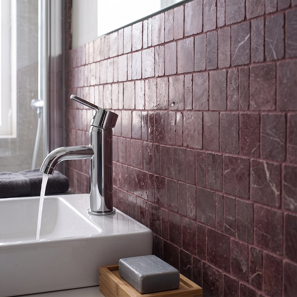 Red Bordeaux Honed Scarpa Rough Cut Marble Mosaics 12×12 (MS02843)