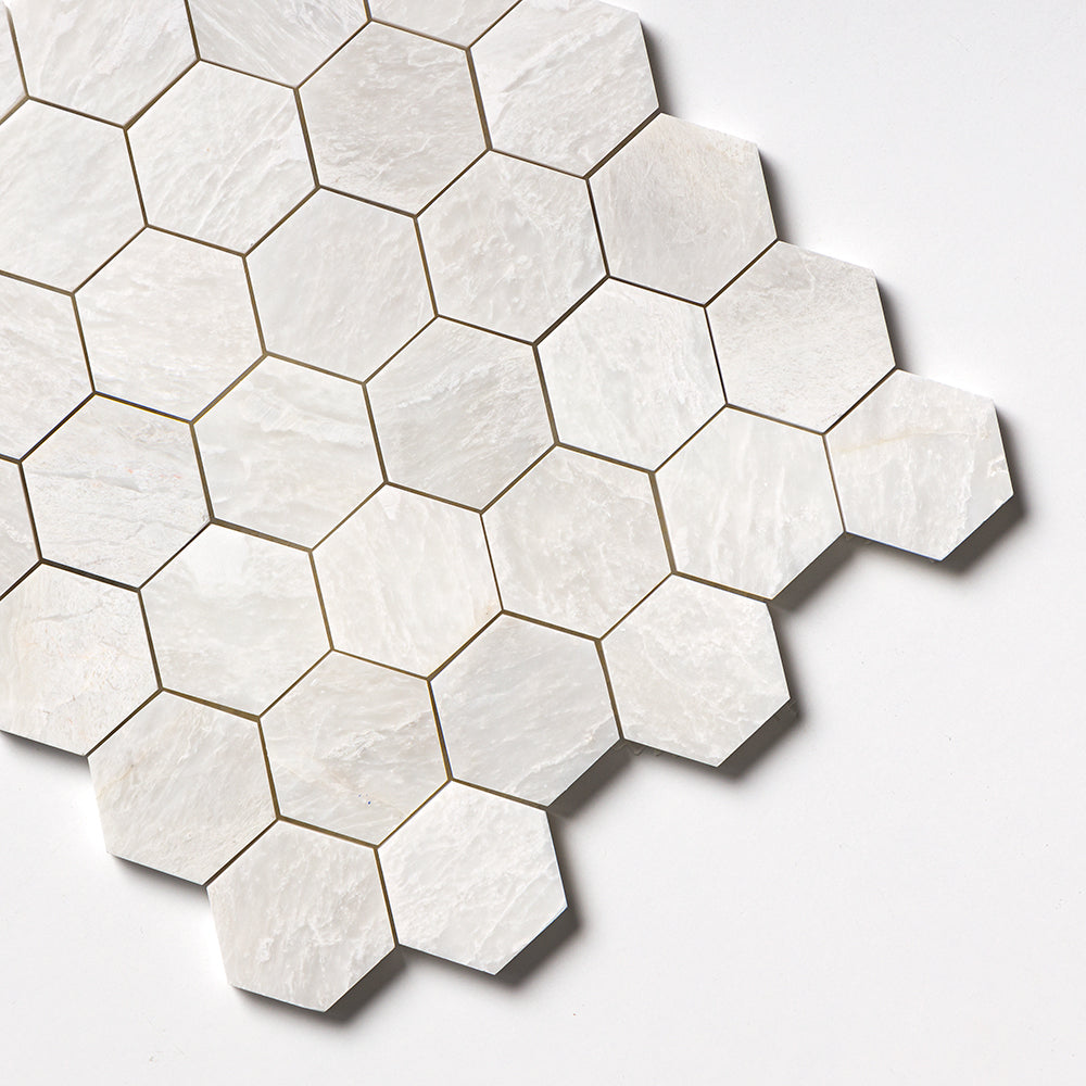 Iceberg Honed Hexagon 2 Marble Mosaics 10 3/8×12 (MS02119)