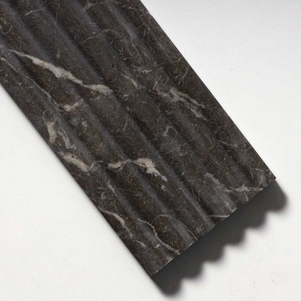 Iris Black Honed Flute Trim Marble Accent Tiles 6×24 (ML00982)