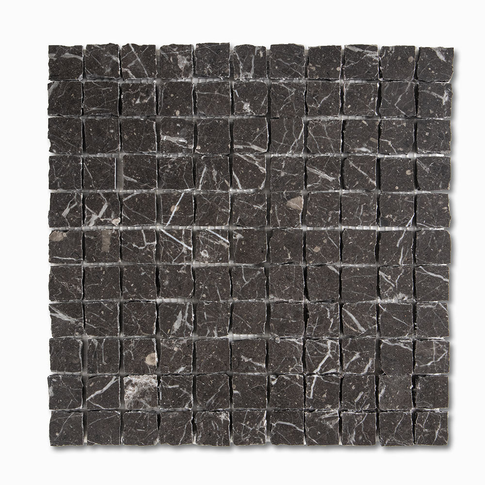 Iris Black Honed Marble Mosaic 11 3/4 X 11 3/4 Image