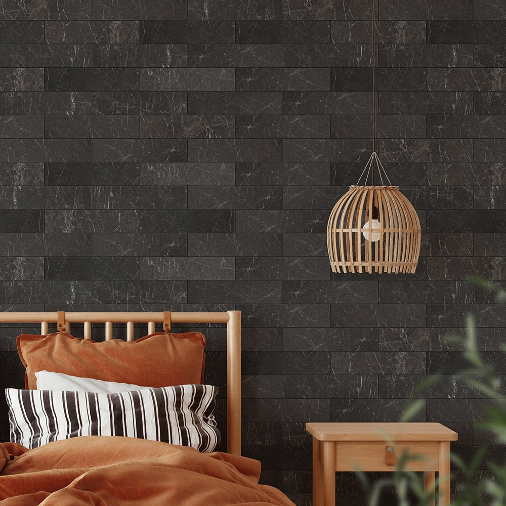 Iris Black Honed Marble Tile 3×12 (TL19267)